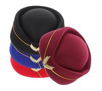 SHERCHPRY 4 Piezas Boina para Ligera y Gorra de Dama Colores y Azul para Uniformes de Aerolínea Fiestas Temáticas y Sesiones de Cine
