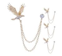 SHERCHPRY 4 Piezas Broche con Cadena para Hombre Diseño de Águila con Aleación y Rhinestones Pin de Solapa para Traje y Abrigo Accesorio Elegante para Ocasiones Formales y Casuales