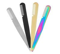 SHERCHPRY 4 Piezas Pinzas Profesionales para Cejas de Acero Inoxidable de Colores Rosa Negro Plata y Titanio Ergonómicas y Duraderas para Depilación Facial Precisa y Portátil para Mujeres
