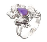 SHERCHPRY 4 Piezas termocrómico puntiagudo agitarse Frío neón anillos ajustables de humor de emoción de cambio de color de rana aleación