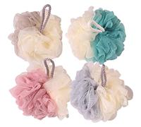 SHERCHPRY 4piezas Bolas De Baño De Lufa Esponjas De Ducha Exfoliantes Corporales Para Bañarse Casa o Viaje Miel y Rosa