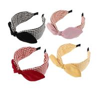 SHERCHPRY 4piezas Diademas de Lazo para Mujer y Niña Bandas Anchas Estampado Cuadros Diademas Lazo para Atuendos Casuales y Ocasiones Especiales