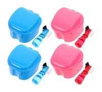 SHERCHPRY 4piezas Kit De Cuidado Dental Estuche Para Dentaduras Postizas Cepillo Para Limpieza De Retenedores y Vaso Para Remojo De Dientes Para Viajes