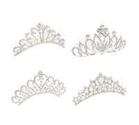 SHERCHPRY 4Piezas Tiara Decorada Rhinestones Para Niñas De Coronas Para Fiestas Accesorios De Cumpleaños y Celebraciones