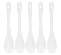 SHERCHPRY 5 Cucharas Pequeñas de Cerámica Blanca para Servir Especias, Azúcar y Café, Cucharas Resistentes al Calor Superficie Lisa, Ideales para Café, Mermeladas y Condimentos en Cocina