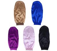 SHERCHPRY 5 Piezas Gorro de de Satén de Alta Elasticidad para Protección del Cabello Talla para Cabello Rizado Trenzas y Extensiones Incluye Colores Negro Azul Rosa Dorado y