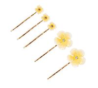 SHERCHPRY 5 Pinzas Pelo Flores Amarillas para Boda, Hechas de Aleación de Zinc y Abs, Sujetan el Cabello Firmemente y Son Cómodas para Novias y Chicas