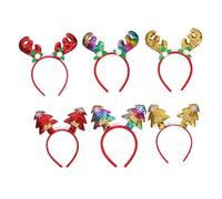 SHERCHPRY 6 Diademas de Astas Navideñas Lentejuelas para Accesorios de Cabello de Plástico y Tela, Ideales para Fiestas y Conciertos de Navidad Varios estilos
