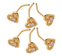 SHERCHPRY 6 Piercings Para La Nariz Con Forma De Corazón Y Gancho Torcido Para Halloween Para El Tabique Nasal Aros Para La Nariz Sacacorchos Colgantes Dorados Para Adolescentes