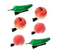 SHERCHPRY 6 Piezas Horquilla de fruta simulada vistoso chicas clips Mujer acortar Pinzas para el cabello de plátano pinza para el cabello rosa roja Pequeña el plastico