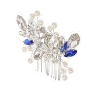 SHERCHPRY Accesorios Para El Peine De Cabello De Boda Accesorios Para El Cabello De Boda Para Novias Azul Taladro De Vidrio