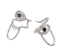 SHERCHPRY Anillos para Uñas de Punta Mal de Ojo, Joyería de Punta Ajustable en Plata, 2 Piezas para Manicura y Decoración de Uñas en Fiestas y Uso Diario