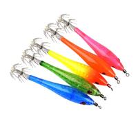 SHERCHPRY Anzuelos Luminosos para Pesca Nocturna de calamares, 5 Unidades con Forma de pez, Colores Surtidos, Resistentes a la corrosión, Ideales para Pesca en Aguas Profundas y mar y río