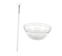 SHERCHPRY Aplicador de Mascarilla Facial y Cuenco para Mezclar 2 Piezas Tamaño Grande, Cepillo de Nailon Mango de Aluminio, Compacto y Portátil para Cuidado Piel y Uso en Viaje