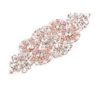 SHERCHPRY Aplique para Cinturón de Novia Pedrería y Perlas Decoración para Vestido de Boda Parche Brillante de Gemas de Imitación en Color Rosa Dorado Accesorio Elegante para Ropa