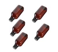 SHERCHPRY Botellas de Viaje de Plástico Rellenables con Tapas, 5 Unidades de 200 Ml, Botella Cuadrada de Cuello Largo, Color Marrón con Tapa Negra de Pp y Tapón Interior, para Champú