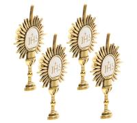 SHERCHPRY Broche Católico de Aleación de Zinc para Comunión 4 Piezas, Pin de Solapa del Santo Cáliz, Alfiler para Ropa y Mochila, Accesorio Religioso Versátil para Eventos y Uso Diario