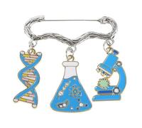 SHERCHPRY Broche de Laboratorio Científico Esmaltado Microscopio y Doble Hélice Adn, Pin Decorativo de Metal Único para Mochila, Fiesta y Accesorios de Ciencia, 1 Unidad