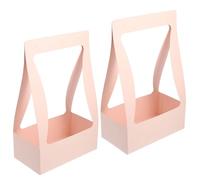SHERCHPRY Caja de Flores Portátil de Papel Rosa 2 Piezas Asa para Envolver Flores y Regalos Contenedor Elegante para Arreglos y Almacenamiento Adecuado para Día del Maestro San Valentín