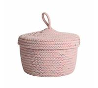 SHERCHPRY Caja del control remoto, cesta de almacenamiento de escritorio, caja organizadora creativa con tapa, cuerda de algodón rosa, 1 pieza, para mando a distancia, móviles, oficina y