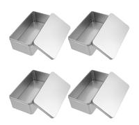 SHERCHPRY Caja Rectangular de Hojalata Plateada 18X98X65 CM Set de 4 Unidades Tapa Sellable Recipiente Compacto para Almacenamiento de Dulces Galletas y Manualidades Uso Doméstico y