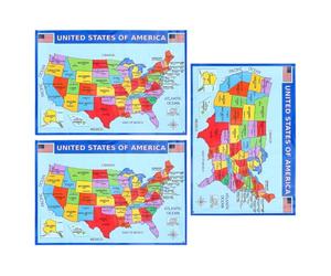 SHERCHPRY Cartel de Geografía Mapa Estados Unidos 50X35Cm Resistente Decoloración Impresión Hd para Decoración del Hogar y Oficina Educativo para Niños
