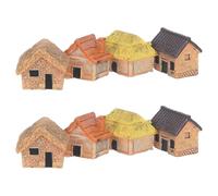 SHERCHPRY Casa Miniatura de Resina para Jardín de Hadas, 8 Piezas Techo de Paja Estilo Rústico, Decoración Versátil y Resistente al Desvanecimiento para Estantes y Bonsáis