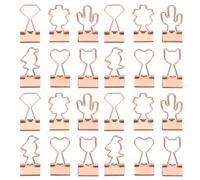 SHERCHPRY Clips Decorativos de Metal Oro Rosa 24 Unidades Diseño de Corazón Gato Cactus Pingüino Diamante y Flor de Cerezo para Oficina Manualidades y Organización de Papeles