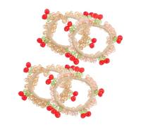 SHERCHPRY Coleteros de Cereza Brillantes 4 Piezas, Elásticos con Cristal Artificial en Color Rosa Claro y Dorado Claro, Accesorios Cabello Femenino para Fiestas y Uso Diario Color