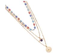 SHERCHPRY Collar de capas de ojos moda Mujer con cuentas multicapa nombre necklace for women collar para niñas joyería del cuello de las niñas gargantilla mal de ojo collar de niñas aleación