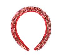 SHERCHPRY diadema de ala ancha brillante Boda señoras cintas para el pelo banda nupcial accesorios para el cabello aro de pelo de borde ancho Prendas de tela rojo