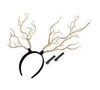 SHERCHPRY Diadema De Ciervo Decorativa Dorada Accesorio De Rama Para Fiesta y Cosplay Diadema De Antlers Para Niñas Navidad y Sesiones De Fotos
