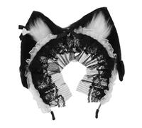SHERCHPRY Diadema de Orejas de Gato de Encaje Negro Accesorio Lolita Hecho Mano para Fiesta de Disfraces Cosplay Mujer y Niña Complemento y Romántico