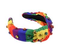 SHERCHPRY Diadema de Rayas Arcoíris Anudada Imitación de Gemas Diademas Brillantes Nudo de Tela Suave para Mujeres y Niñas para Fiestas