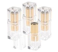 SHERCHPRY Estuche Portátil Transparente 4 Tubos Vacíos para Lápiz Labial de Abs, Diseño Creativo y Autoextracción, Adecuado para Almacenar Cosméticos Pequeños