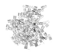 SHERCHPRY Hebillas de Collar de Acero Inoxidable 100 Piezas, Cierres para Bricolaje Diseño Liso, Conectores para Cuerda Pu y Pvc, Tamaño 9x5 Mm, Accesorios para Fabricación de Joyas