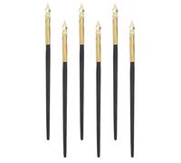SHERCHPRY Juego de 6 Plumas de Inmersión Metálicas Doradas para Caligrafía Dibujo y Bocetos Artísticos - Set de Plumas Estilográficas para Escritura y Pintura Creativa