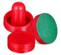 SHERCHPRY Juego de Accesorios para Hockey sobre Aire con 2 Empujadores Rojos de 60 MM 4 Discos Rojos de 51 MM y 2 Paños de Felpa Plástico Resistente para Mesas de Juego y Competiciones