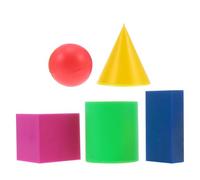 SHERCHPRY Juego de Modelos Geométricos de Matemáticas para Educación, 4 Figuras de Plástico (cuboide, Cubo, Cilindro, Cono) en Colores Aleatorios, Herramienta Didáctica para Color Aleatorio
