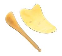 SHERCHPRY Juego de Tablas de Masaje Facial y Corporal 2 Piezas Tabla de Raspado de Cuerno de Búfalo 3-4 Mm y Palo de Masaje para Tendones, Herramienta Ecológica para Cuidado Piel y Alivio
