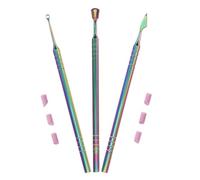 SHERCHPRY Juego Profesional de Empujadores de Cutículas de Doble Cara en Metal Color Titanio con 3 Piezas, 6 Piedras de Afilar para Manicura, Kit Portátil con Bolsa Pvc para Cuidado Uñas