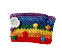 SHERCHPRY Knitted Coin Purse Woolen Yarn Change Bag with Unique Flower Design Practical Handbag for Coins