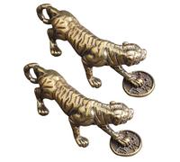 SHERCHPRY Llavero de Latón Decorativo Forma de Tigre Envejecido, Juego de 2 Piezas, Colgantes Creativos para Llavero y Bolso, Accesorio Ligero y Portátil para Coche y Uso Diario