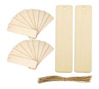 SHERCHPRY Marcapáginas de Madera sin Terminar 60 Piezas Rectangulares 12 X 3,3 Cm con Cuerda para Manualidades Diy, Etiquetas Colgantes de Madera Naturales para Obsequio, Fiesta y