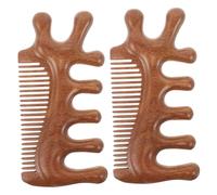 SHERCHPRY Masajeador de Peine de Madera para Cuero Cabelludo y Cuello, Herramienta de Meridianos para Masaje Facial y Corporal, 2 Piezas para Cuidado Diario y Yoga