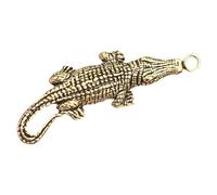 SHERCHPRY Mini Llavero Colgante Vintage de Latón Figurilla de Cocodrilo, Diseño Compacto y Artesanal, Adorno Original para Bolsos y Llaves, Accesorio Decorativo Animal Pequeño