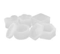 SHERCHPRY Molde de Silicona para Caja de Almacenamiento 5 Piezas con Tapa Moldes para Resina Epoxi en Formas Cuadrada Corazón Flor Hexágono y Círculo para Manualidades y Joyería