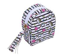 SHERCHPRY Monedero Pequeño con Diseño De Unicornio y Rayas Arcoíris Bolsa De Almacenamiento para Monedas y Cables Bolsita Portátil para Accesorios para Niñas y Viajes Material PU Suave y Com