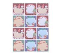 SHERCHPRY Notas Adhesivas Navideñas Decorativas 12 Piezas Cuadradas 4 Diseños de Dibujos Animados Papel Seguro E Higiénico para Mensajes y Planificación Oficina y Hogar