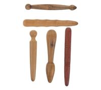 SHERCHPRY Palos de Masaje de Madera 5 Piezas para Puntos de Acupresión, Masajeador de Reflexología Corporal y Podal, Herramienta Tradicional Tailandesa para Terapia de Meridianos,